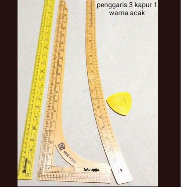 penggaris pola jahit 1 set isi 4 jenis - penggaris siku. lengkung. lurus. kapur warna acak satu ) - penggaris set kumplit - penggaris - pola jahit - jidar toko syifa toko syifa