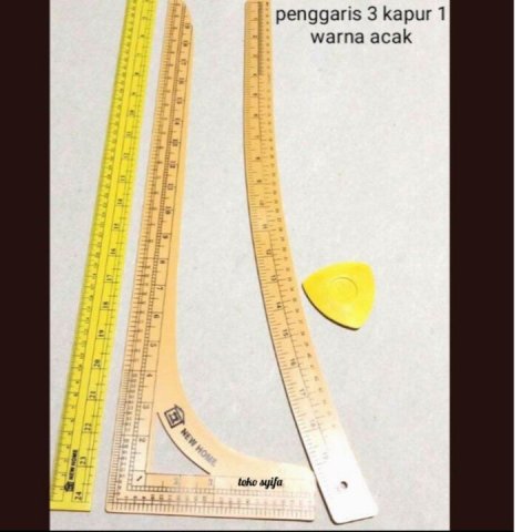 penggaris pola jahit 1 set isi 4 jenis - penggaris siku. lengkung. lurus. kapur warna acak satu ) - penggaris set kumplit - penggaris - pola jahit - jidar toko syifa toko syifa Image1