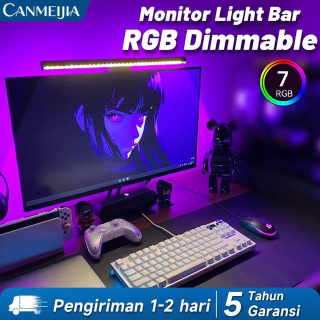 Canmeijia Led Monitor Light Bar Hanging Lamp Screen Modern Rgb Dimming Laptop Cool Lamp Screen Hanging Lights Eye-Care Adjustable Desktop Desk Reading Lamp