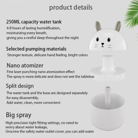Humidifier Aroma Terapi Rabbit Pelembab Udara USB Kamar / Mobil A11 A-11 A 11 Image3