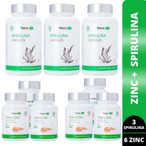 Tiens Shop Penggemuk Badan Herbal Paket Platinum [ 6 Zinc + 3 Spirulina ] + Gratis Kartu Distributor Tiens Image2