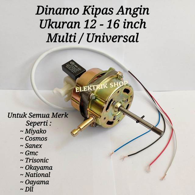 DINAMO KIPAS ANGIN / MESIN KIPAS ANGIN 12INCH-16INCH PANJANG AS 77CM MULTI MIYAKO COSMOS SANEX DLL / DINAMO MESIN KIPAS ANGIN