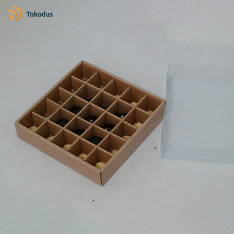 (ISI 10 PCS)Kardus Nastar/Box Kue Kering/Dus Sekat 21 x 21 x 45 cm Dus Nastar/Box Coklat (Bisa Custom) - Tokodus Bandung Image2