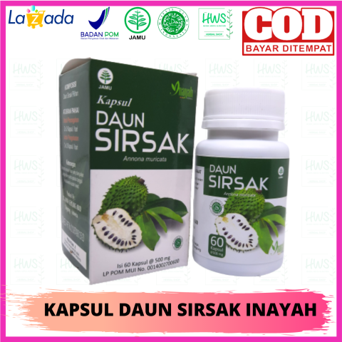 [COD] PAKET 2 PCS Kapsul Daun Sirsak Inayah 60 Kapsul Herbal Alami Mengatasi Kanker Image2