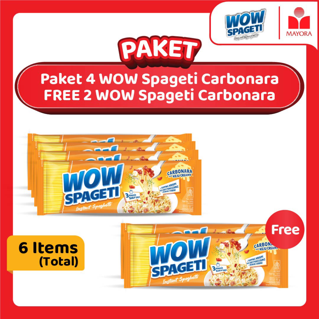 Paket 4 WOW Spageti Carbonara FREE 2 WOW Spageti Carbonara