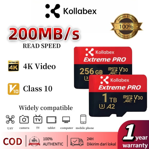 Kollabex Micro Sd Memory Card for Cctv Camera Extreme Pro Memory Card Cellphone 32/64/128/256/512Gb 1Tb/2Tb Original Micro Sd Card A2 Class10