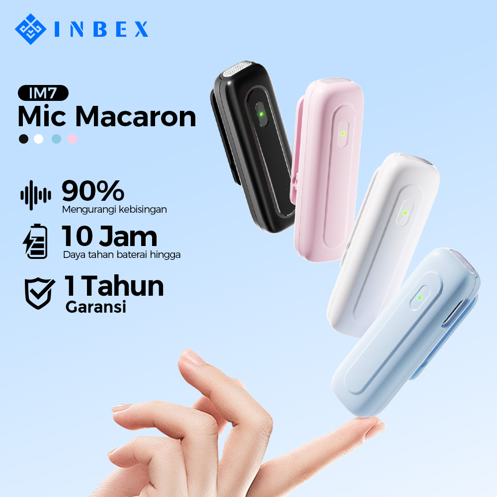 [SB1M APPROVED]【BUY 1 GET 3】【Warranty 365 HARI】INBEX IM7 Wireless Lavalier Microphone  Macaron 360° Omnidirectional & DSP Chip & One-Touch Mute & 2.4G Low-Latency 9 ms & ENC 90%