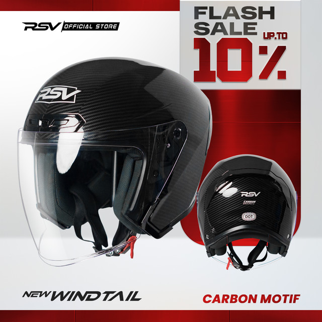 HELM Half Face RSV NEW WINDTAIL CARBON GLOSSY