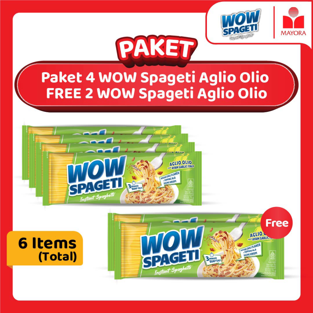 Paket 4 WOW Spageti Aglio Olio FREE 2 WOW Spageti Aglio Olioo