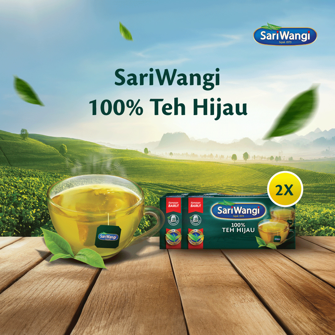 Sariwangi Teh Celup 100% Teh Hijau Asli Pilihan Indonesia 25x1.6gr x2