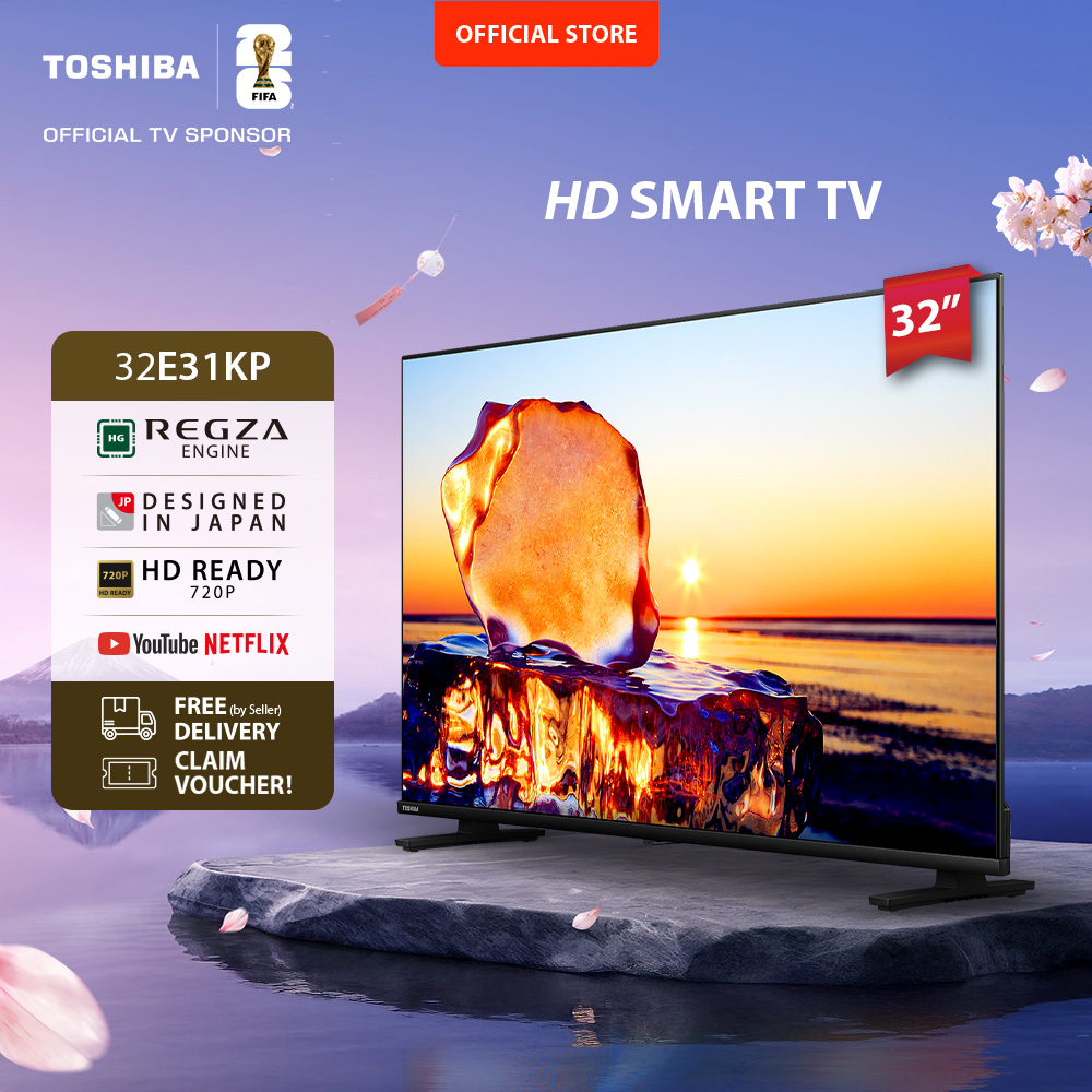 [HD Smart TV] [KHUSUS ONLINE] Toshiba TV 32" HD Smart TV - WIFI Netflix Disney+ Youtube Dolby Audio Screen Sharing HDMI Digital - 32E31KP