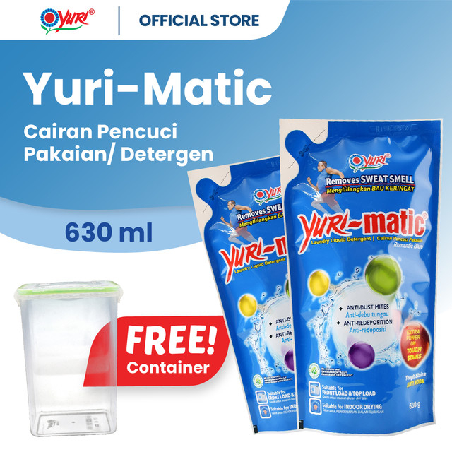 [FREE CONTAINER] Yuri Matic Deterjen Pakaian 630 gr - Isi 2pcs
