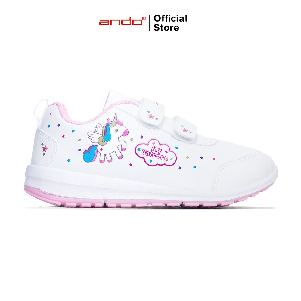 Ando Official Sepatu Sneakers Minicorn V Anak - Putih/Merah Muda
