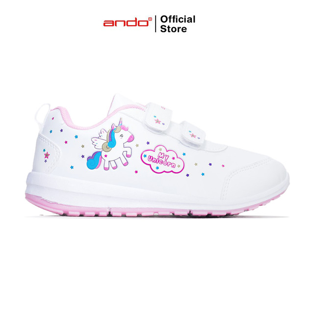 Ando Official Sepatu Sneakers Minicorn V Anak - Putih/Merah Muda