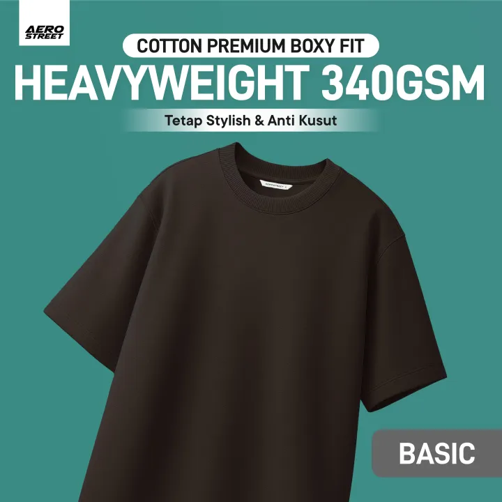 Aerostreet Brady Kaos Pria Boxy Coffee T-shirt Cowok Men Casual Cotton Premium Basic Minimalis Premium Tidak Mudah Kusut