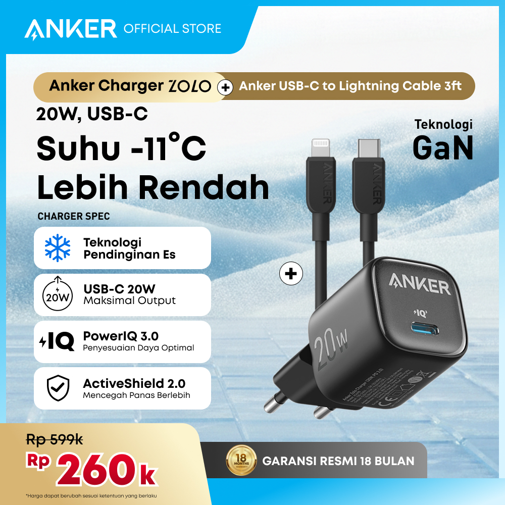 Anker Wall Charger Adaptor Kabel for iPhone 17 16 15 14 13 20W 30W Ice-Cooled GaN PD USB Type C Lightning MFi Fast Charging