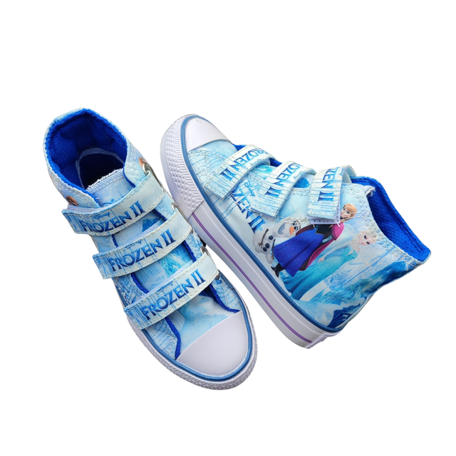 Sepatu Sneakers Anak Perempuan Model Boot Perekat Motif Frozen Elsa