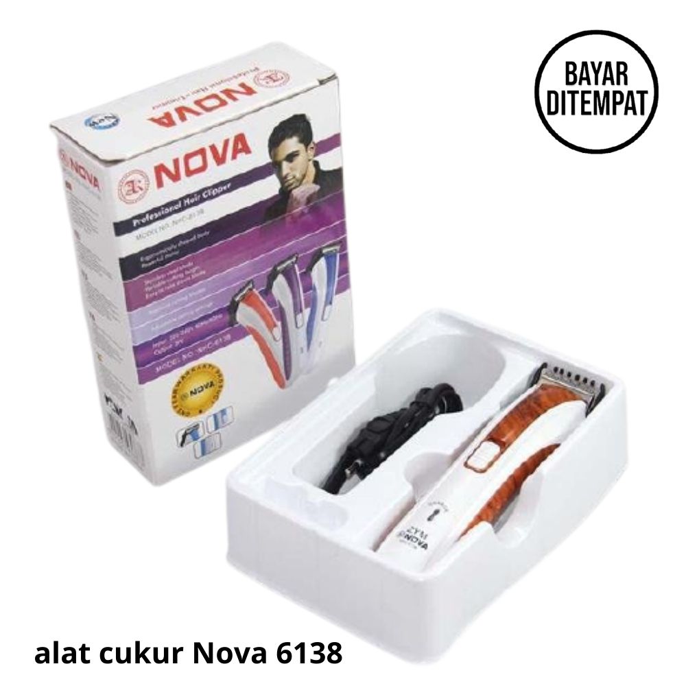 GKO Alat Cukur Rambut Kumis Jenggot Charger & Portable Nova Nhc-6138 Cukuran Praktis COD Promo Murah Best Seller