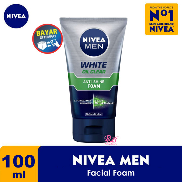 NIVEA Men White Oil Clear Anti-Shine Foam 100ml - Sabun Cuci Muka