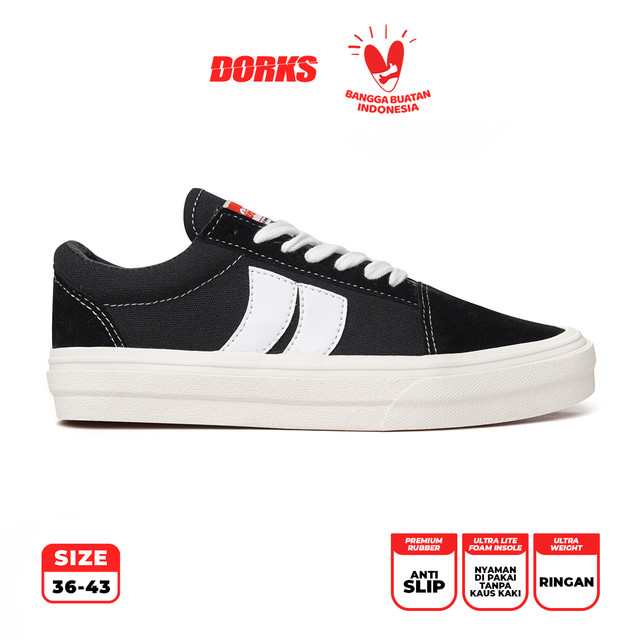 Dorks Skate Black - Sepatu Sneakers Casual Pria Wanita Sepatu Sekolah Dorks