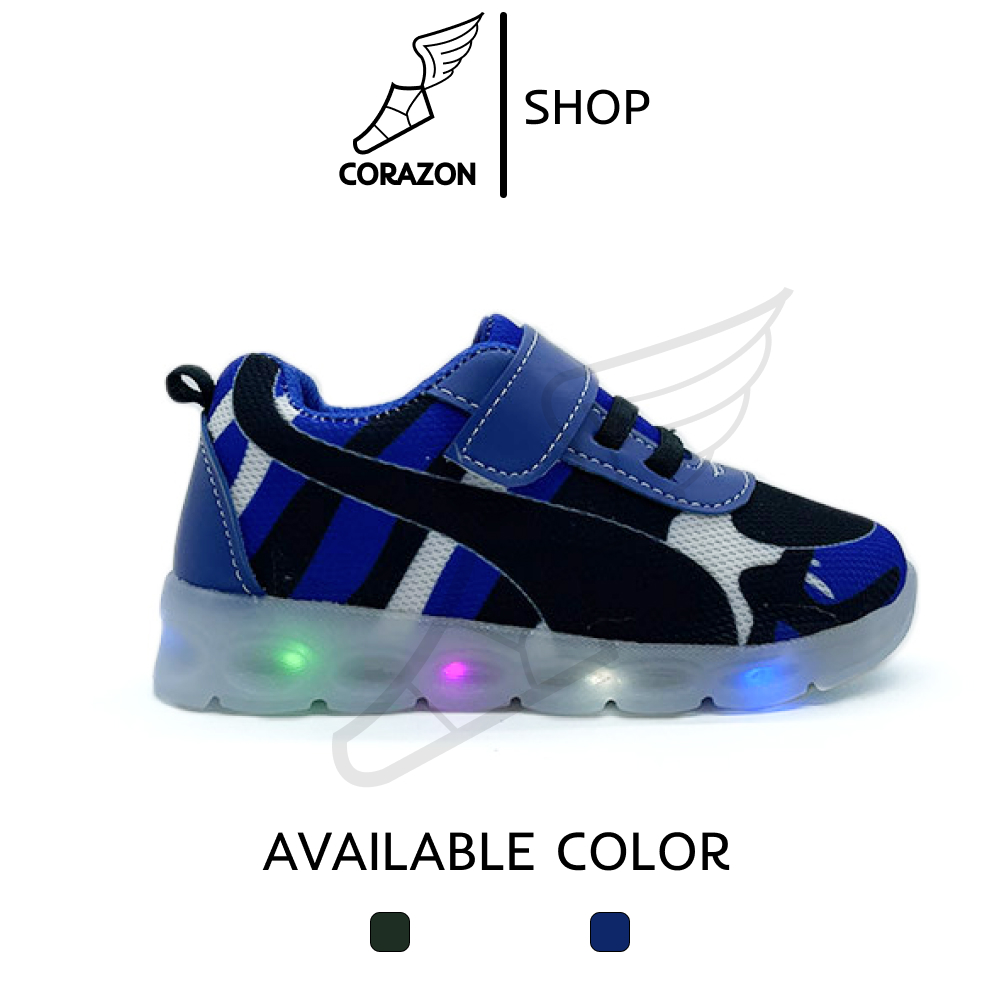 sepatu anak laki -PREMPUAN ARMY MENlampu led anak import