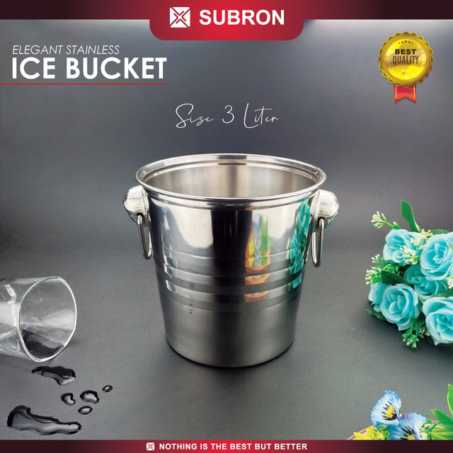 SUBRON Ice Bucket 5 Liter 3 Liter Ember Es Batu Wine Stainless Steel Tebal Elegant