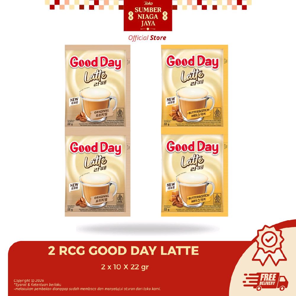 20 PCS GOODDAY LATTE Butterscotch/Original Minuman kopi kemasan saset isi 10 PCS Coffee Butter Instan Chocolate Susu Bubuk