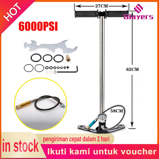 PCP Pompa Tekanan tinggi 3 Tahap 300bar 40mpa 6000psi Lipat Stainless Steel Tangan Dioperasikan Pompa Udara Untuk Sepeda Motor Mobil Airgun