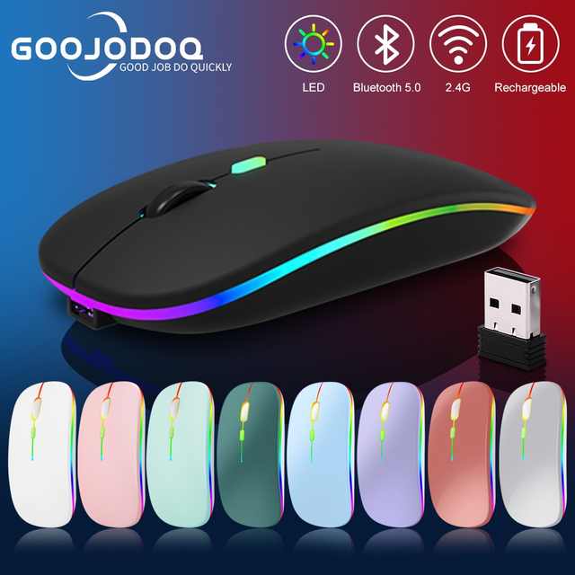 GOOJODOQ LED Noiseless Bluetooth Wireless Mouse Rechargeable