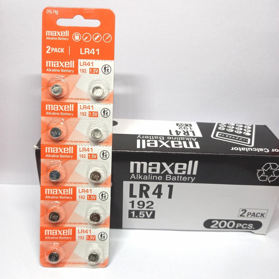 BATRE LR41 MAXELL ORIGINAL BATREI JAM TANGAN HARGA PERLEMBAR ISI 10 BIJI BATERAI