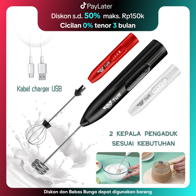TNW Pembuih Susu Pengocok Telur Handheld Blender Milk Frother Electric Mixer Portable Egg Beater USB Rechargeable