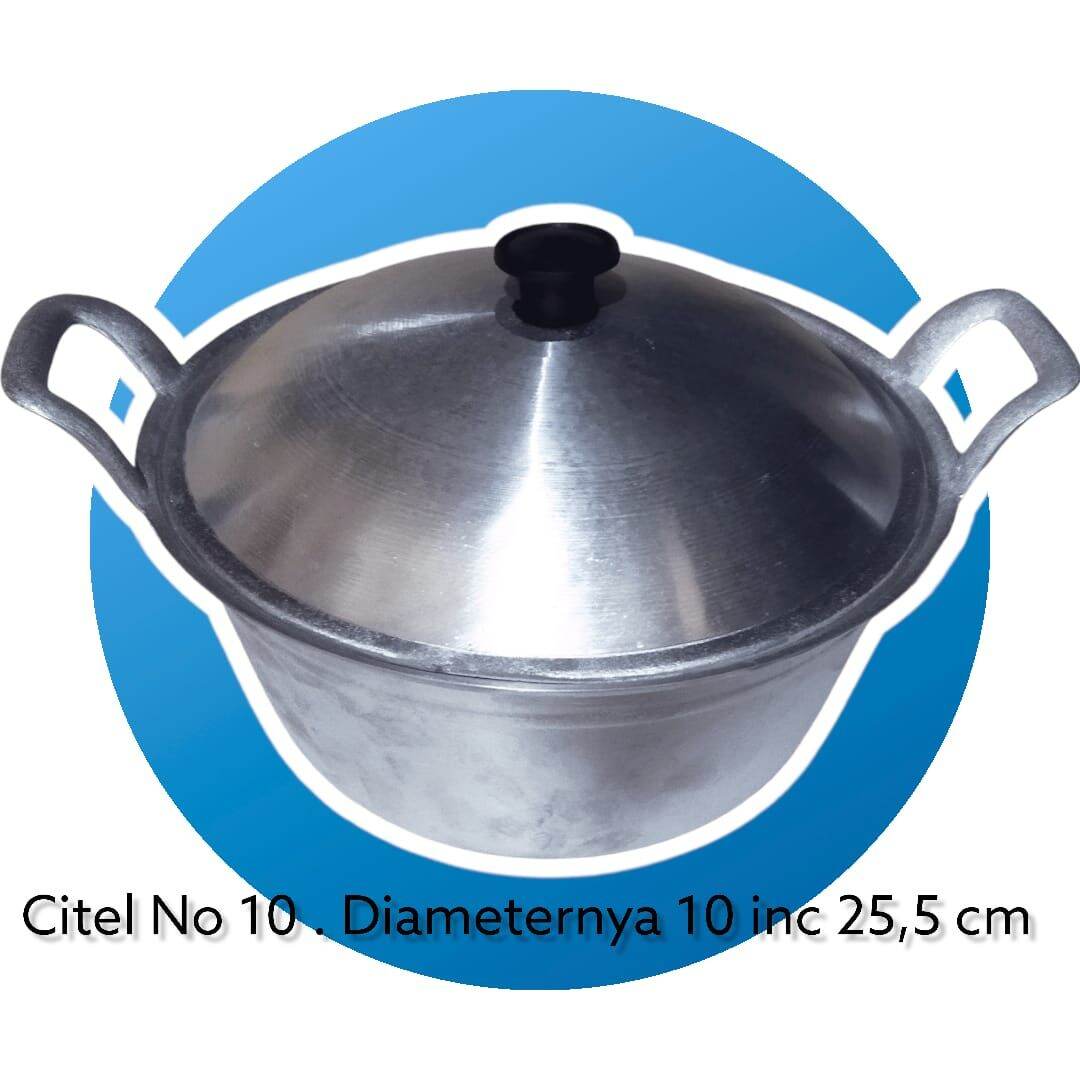Panci Wajan Citel no.10 25 cm kuali Katel Alumunium Bawah datar