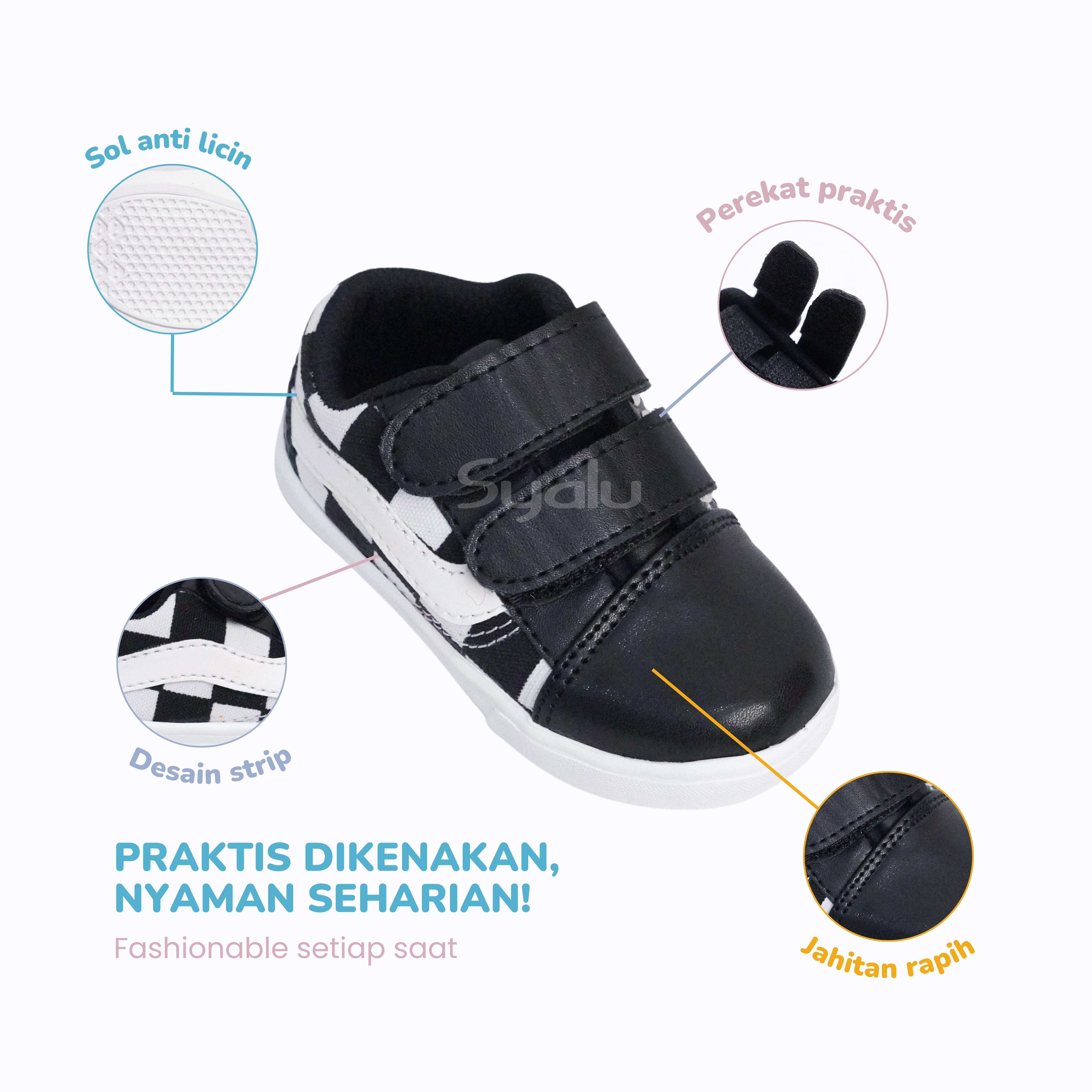Syalu Best Seller Sepatu Sneaker Anak Sampai Usia 2 Tahun Model Perekat T01.