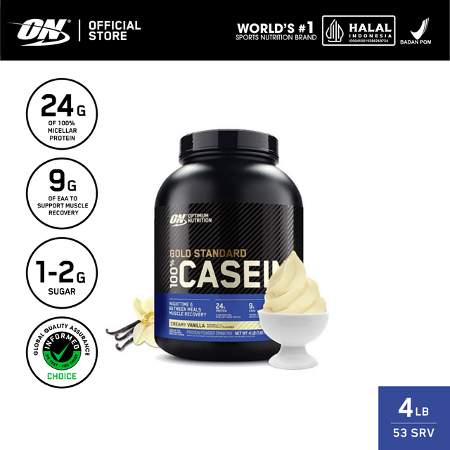 Optimum Nutrition Gold Standard Casein Protein 4 lbs - Susu Protein / Suplemen / Gym / Zinc / Magnesium