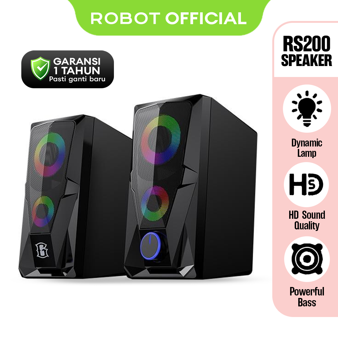 ROBOT Speaker USB RS200 Multimedia Portable Music Speaker  Komputer  Pc  Laptop Gaming - Garansi Resmi 1 Tahun [BISA COD]