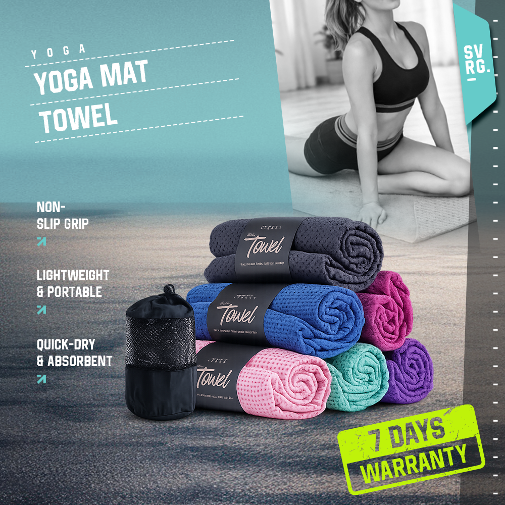 SVRG Yoga Mat Towel with Bag Anti Slip, Anti Bacterial - Handuk Alas Yoga