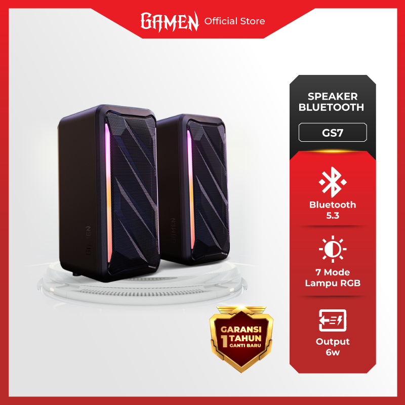 GAMEN Speaker Gaming Bluetooth 5.3  Wireless Laptop/PC Surround Sound GS7 Bass RGB Original - Garansi 1 Tahun