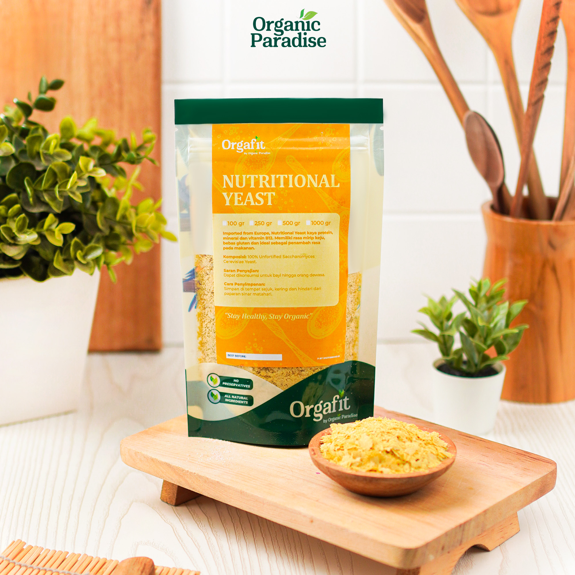 Nutritional Yeast Vegan Organic 250 gram / Bubuk Ragi Vegan Cheese 250 gram Organic Paradise