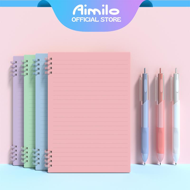 [READY] Aimilo Notebook Set Buku & Pulpen Koil 8 Lubang Yang Ditingkatkan Buku Diary Aesthetic Buku Jurnal Buku Catatan Buku Note Stiker Buku Tulis Aesthetic Sekolah Stationary Kertas Binder Stationer