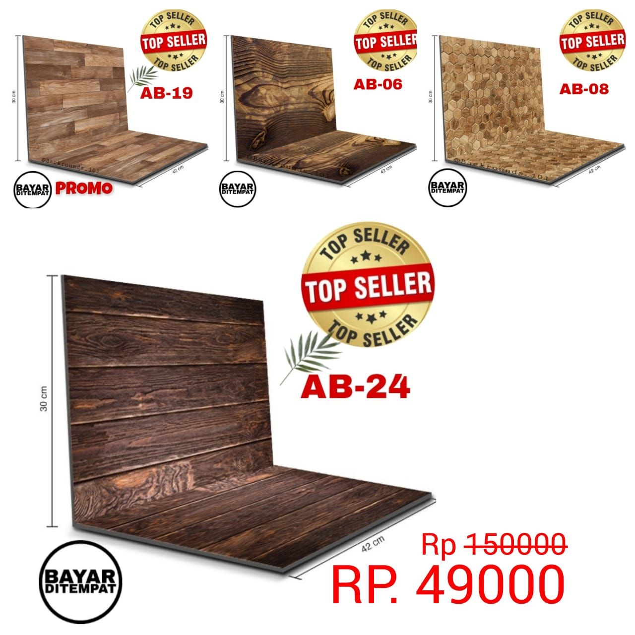 Alas Foto Lipat kayu 42 x 30cm / Background Foto Produk