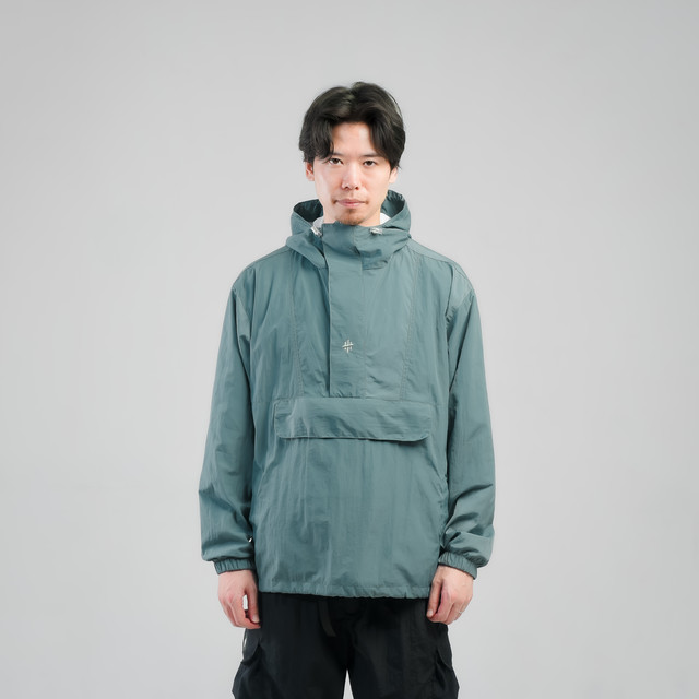 Helsinki.co Anorak Jacket Alpha Sage Green Nylon Crinckle Water Repellent