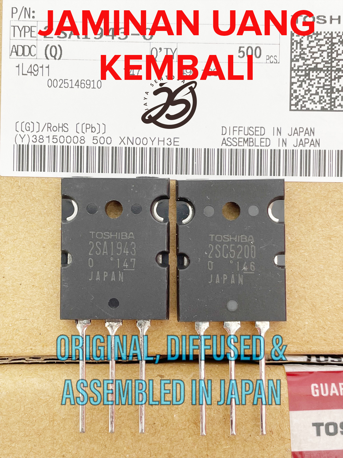 Transistor Toshiba ASLI A1943-C5200 A 1943 C5200 JAPAN (ORI) Penyimpanan NAS Penyimpanan Data Penyimpanan untuk Mac Harddisk Eksternal