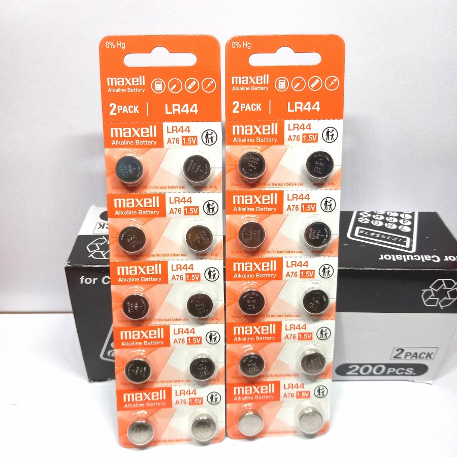 BATRE LR44 MAXELL ORIGINAL BATREI JAM TANGAN HARGA PERLEMBAR ISI 10 BIJI BATERAI