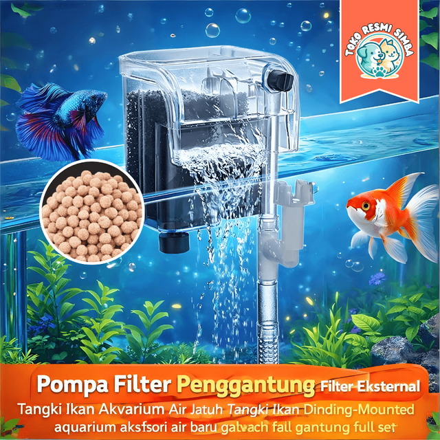 Pompa Filter Penggantung Filter Eksternal Tangki Ikan Akvarium Air Jatuh Tangki Ikan Dinding-Mounted aquarium aksesori air baru gantung full set 0065