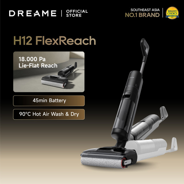 Dreame H12 flexreach wet dry vacuum | 18,000PA suction, 90 ° C self-clean, hair detangle tech, edge-to-edge cleaning