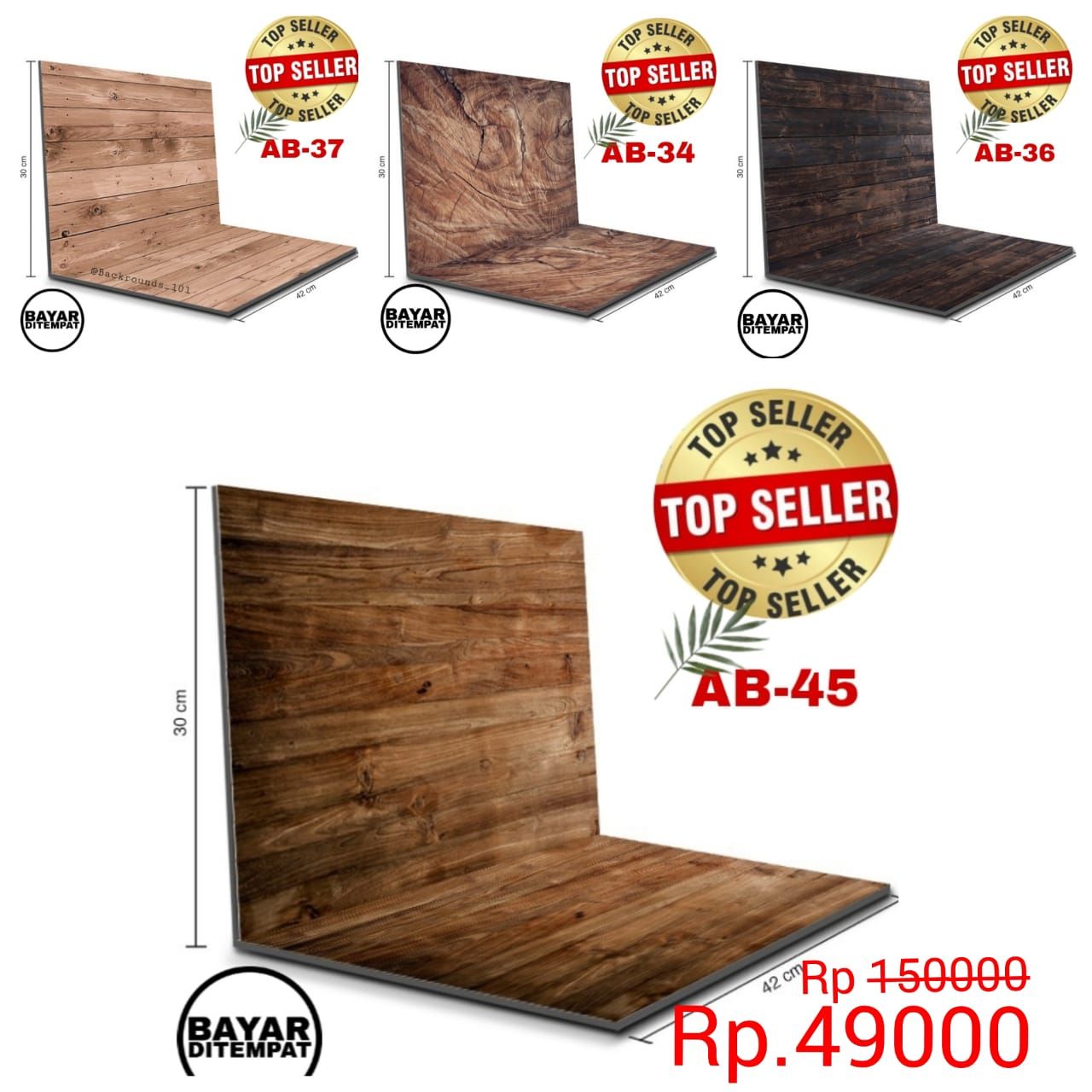 Alas Foto Lipat kayu42 x 30cm / Background Foto Produk/background aestethic/backdrop