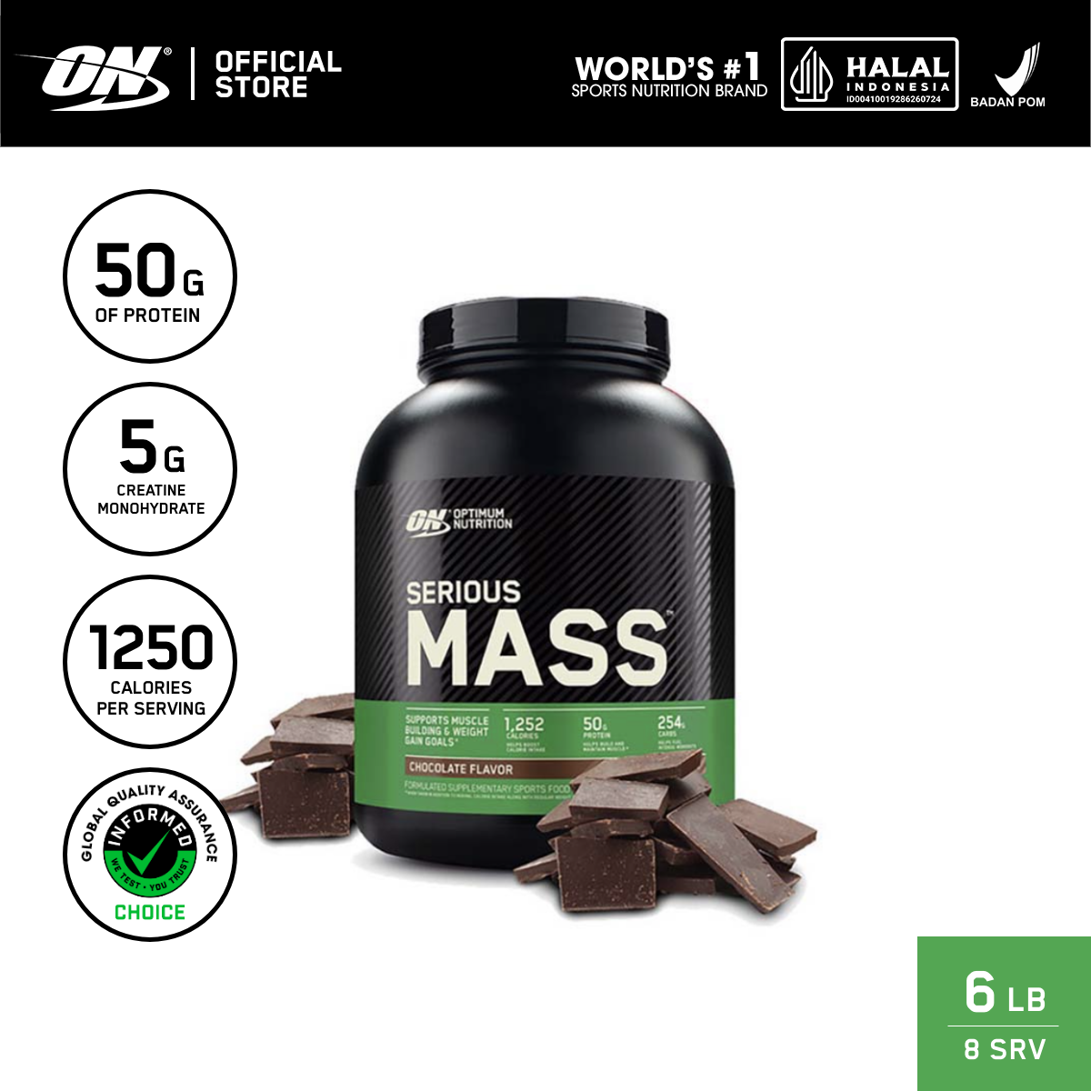 Optimum Nutrition Serious Mass 6 lbs - Weight Gainer / Suplemen / Gym / Penambah Berat Badan