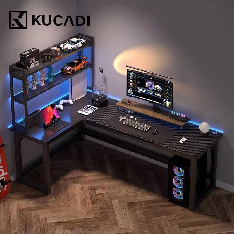 KUCADI Meja Gaming Karbon Serat Meja Gaming Meja Komputer Meja Komputer Minimalis Meja Belajar Meja Laptop