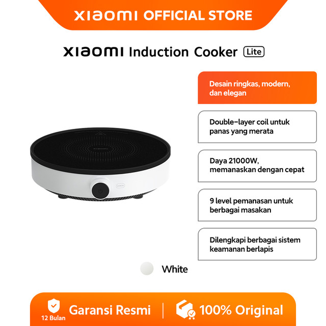 Xiaomi Induction Cooker Lite | Ringkas, Modern & Elegan | 9 Level pemanasan | Daya 2100W memanaskan lebih cepat | Double layer coil | Kompor Induksi | Kompor Listrik [ Official Store ]