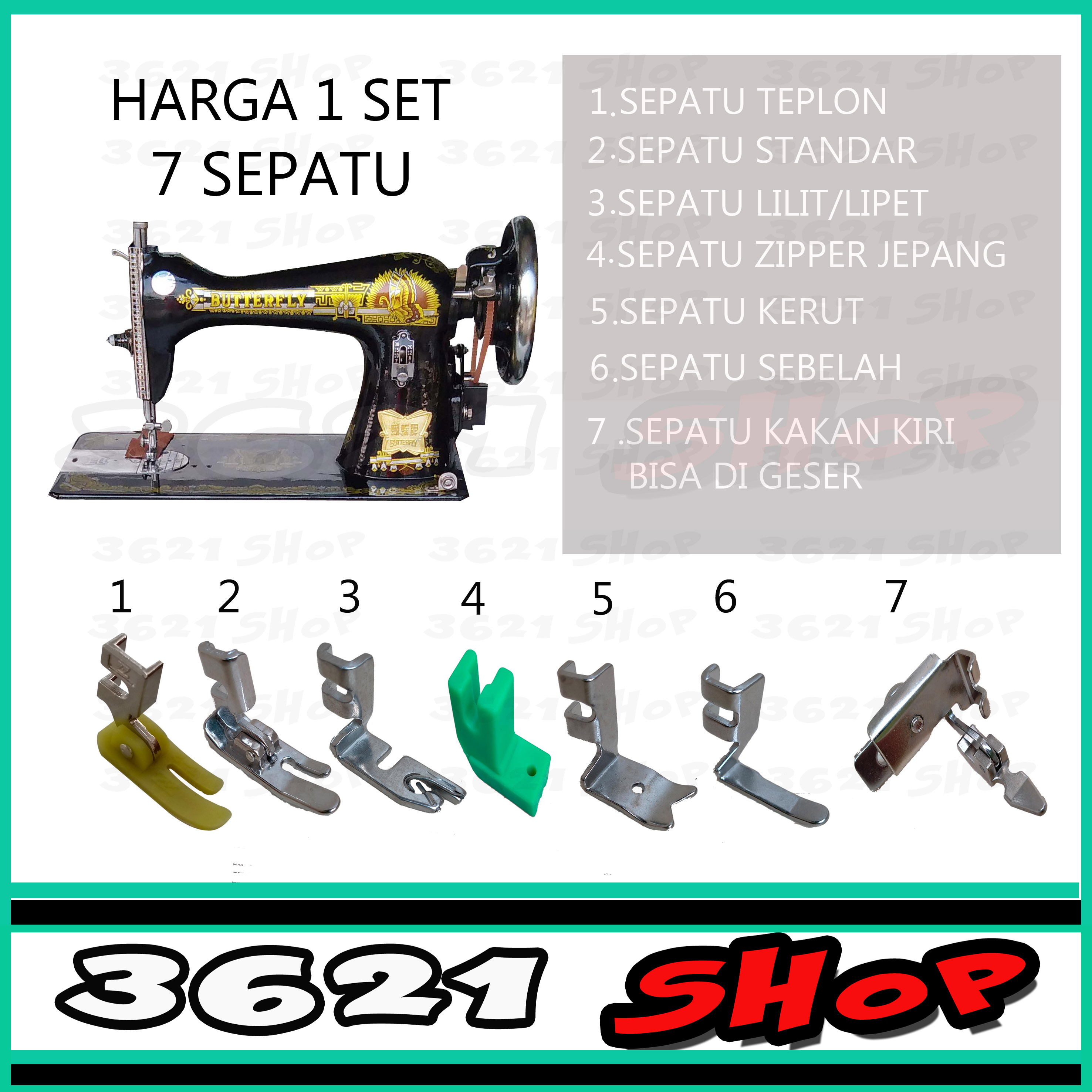 3621 shop Sepatu mesin jahit komplit tradisional butterfly-singer-standar) HARGA 1 SET 7 SEPATU sepatu mesin jahit murah